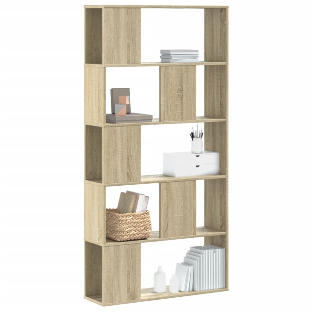vidaXL Bokhylla 5 hyllplan sonoma-ek 80,5x23,5x162,5cm konstruerat trä