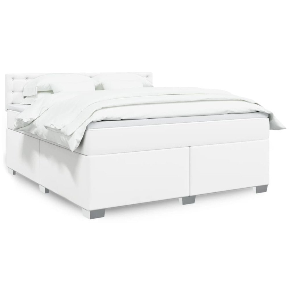 vidaXL Ramsäng med madrass vit 180x200 cm konstläder