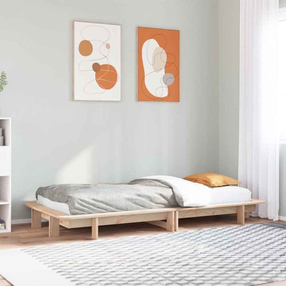 vidaXL Sängram utan madrass 100x200 cm massiv furu