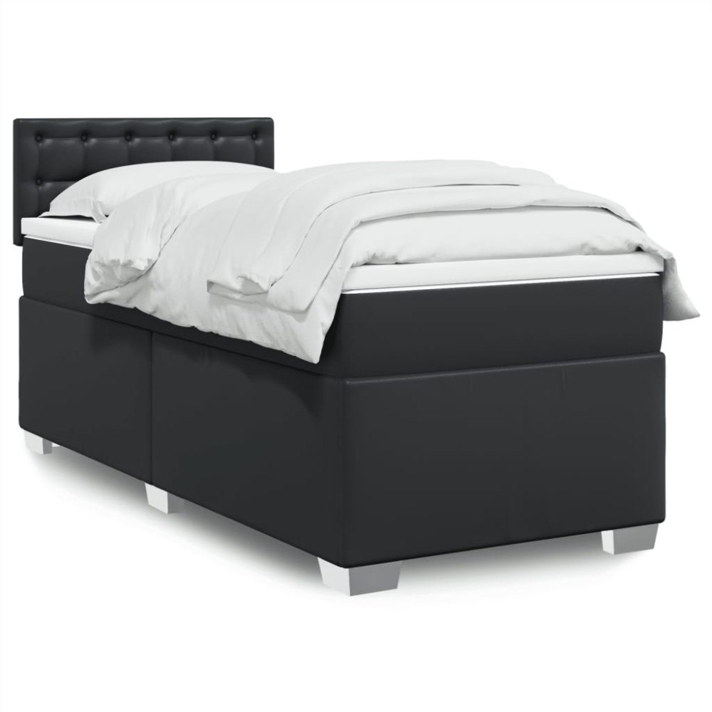 vidaXL Ramsäng med madrass svart 100x200 cm konstläder
