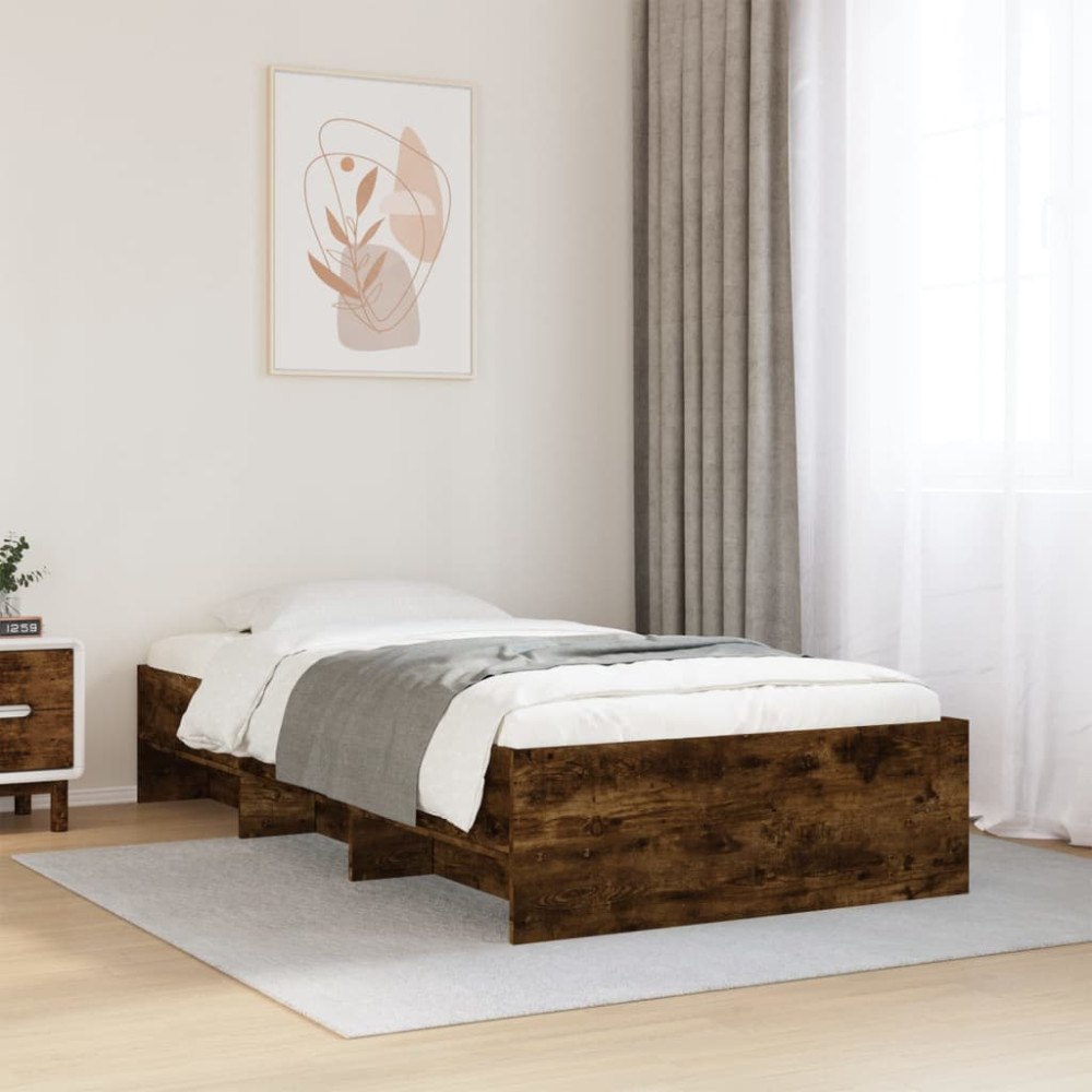 vidaXL Sängram utan madrass rökfärgad ek 90x200 cm konstruerad trä