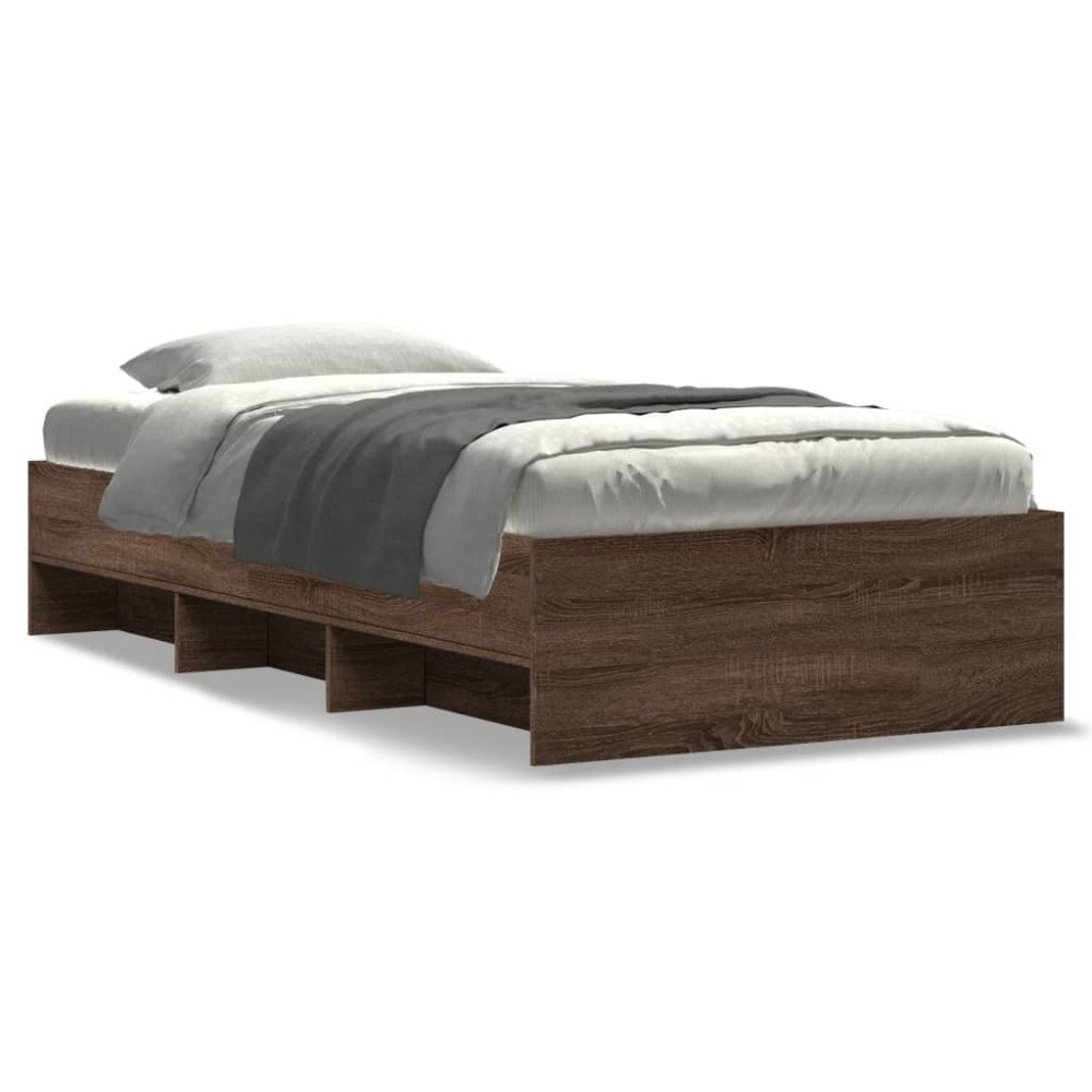 vidaXL Sängram utan madrass brun ek 100x200 cm konstruerad trä
