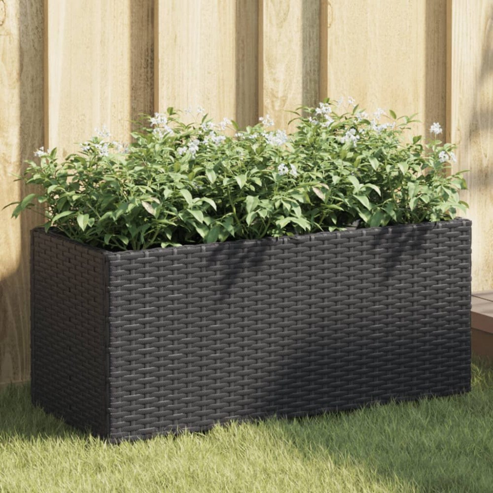 vidaXL Odlingslådor med 2 krukor 2 st svart 72x30x32 cm konstrotting