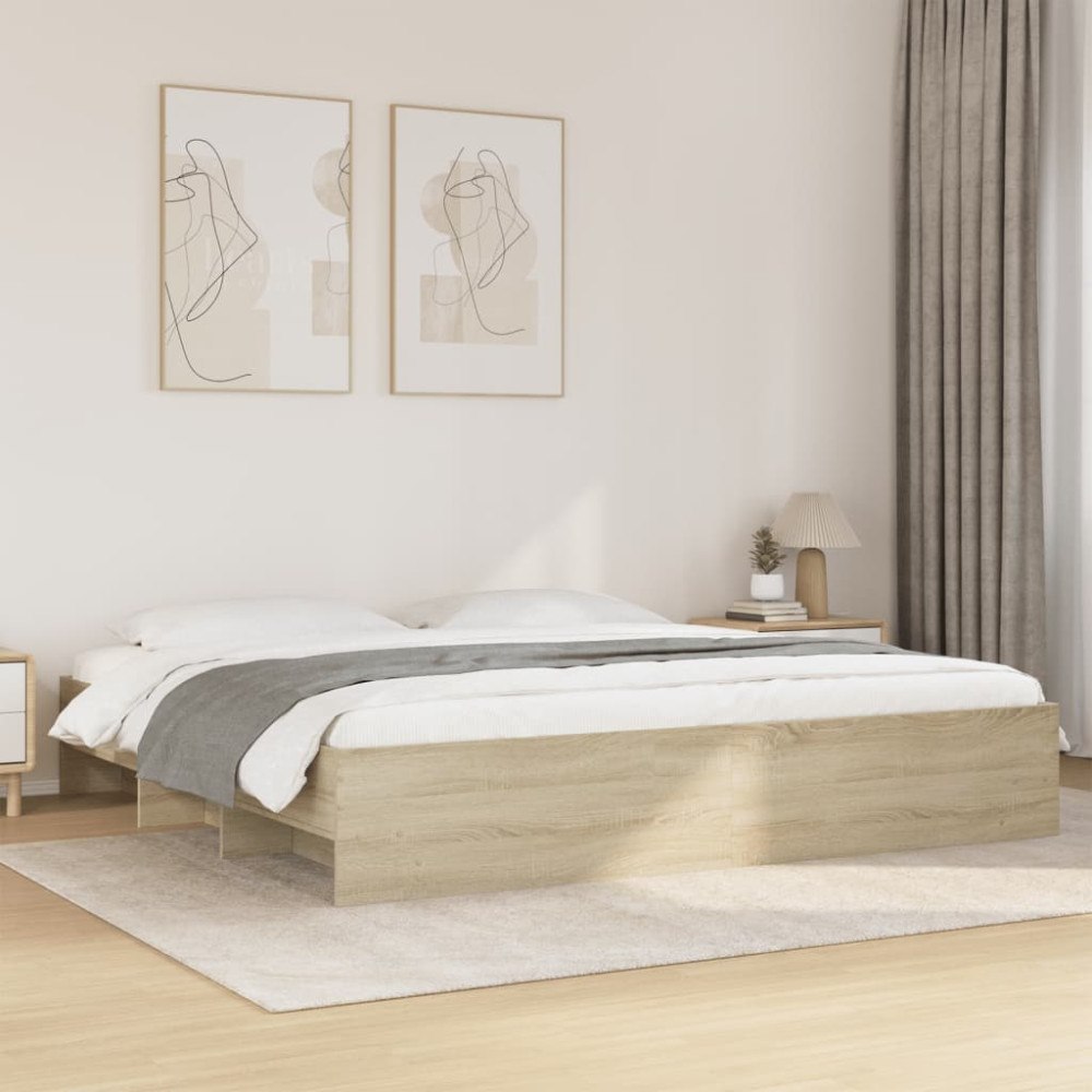 vidaXL Sängram utan madrass Sonoma ek 180x200cm konstruerat trä
