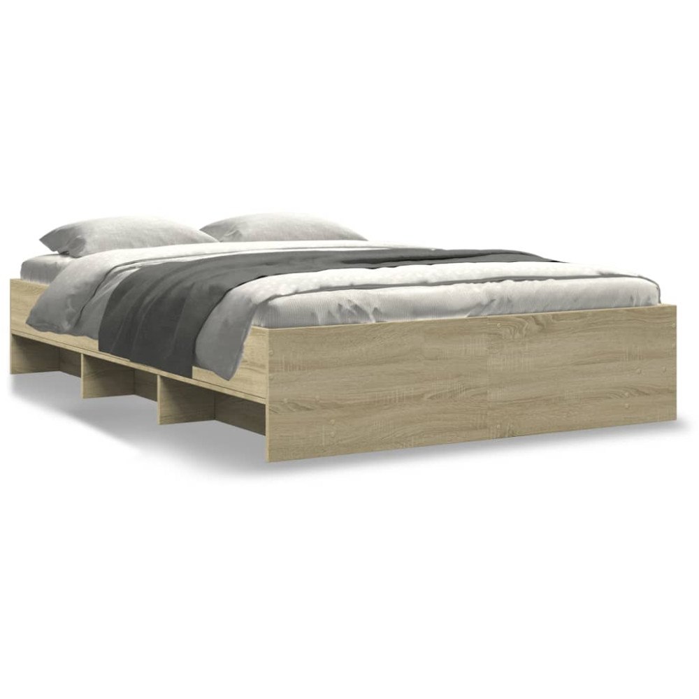 vidaXL Sängram utan madrass sonoma-ek 120x190 cm konstruerad trä