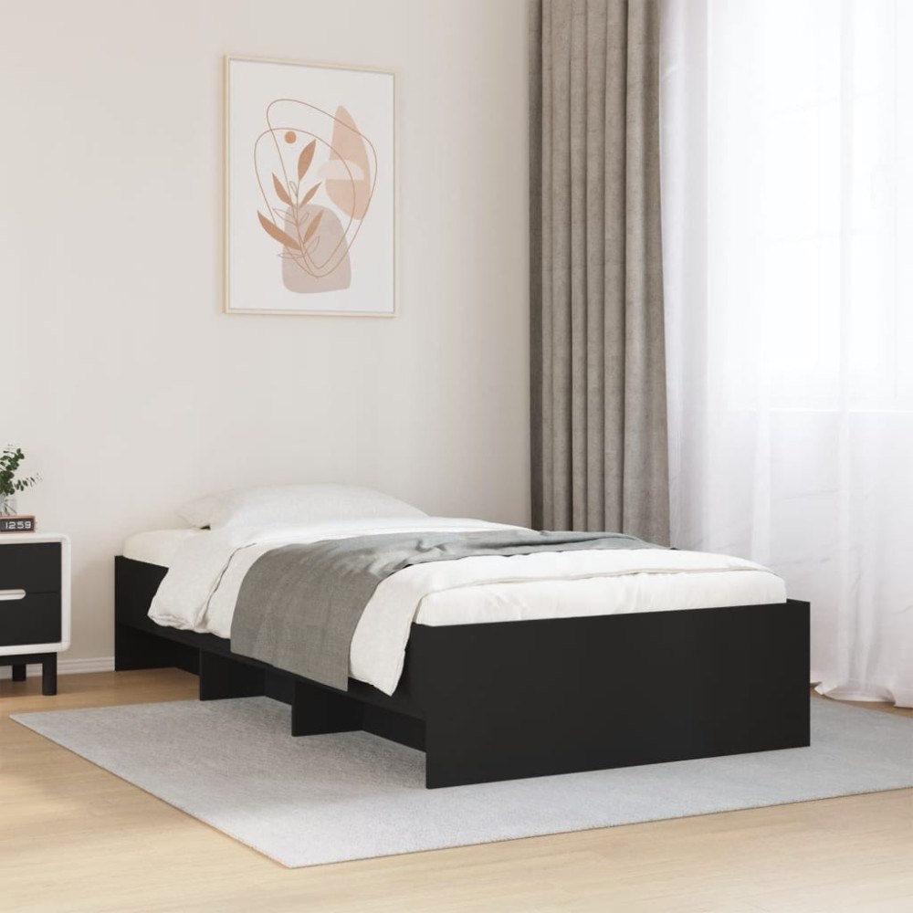 vidaXL Sängram svart 75x190 cm konstruerat trä