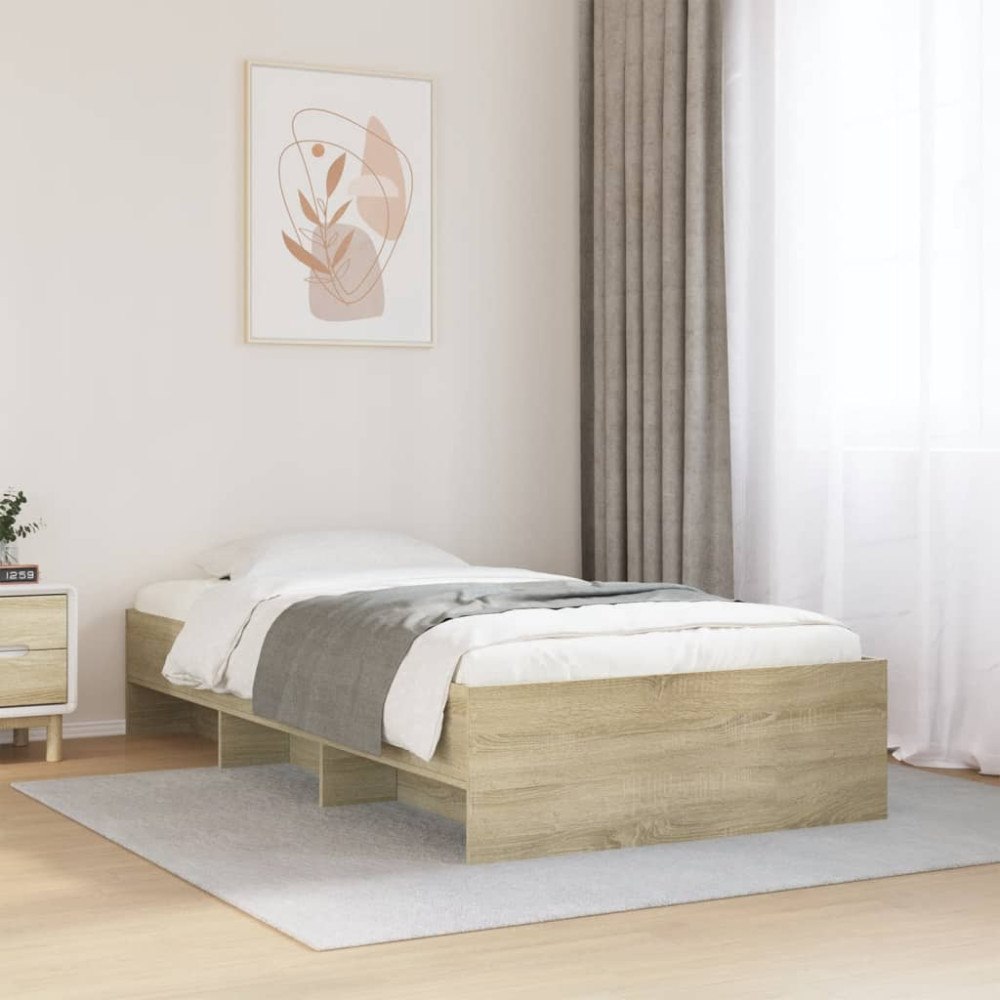 vidaXL Sängram utan madrass sonoma-ek 90x200 cm konstruerad trä