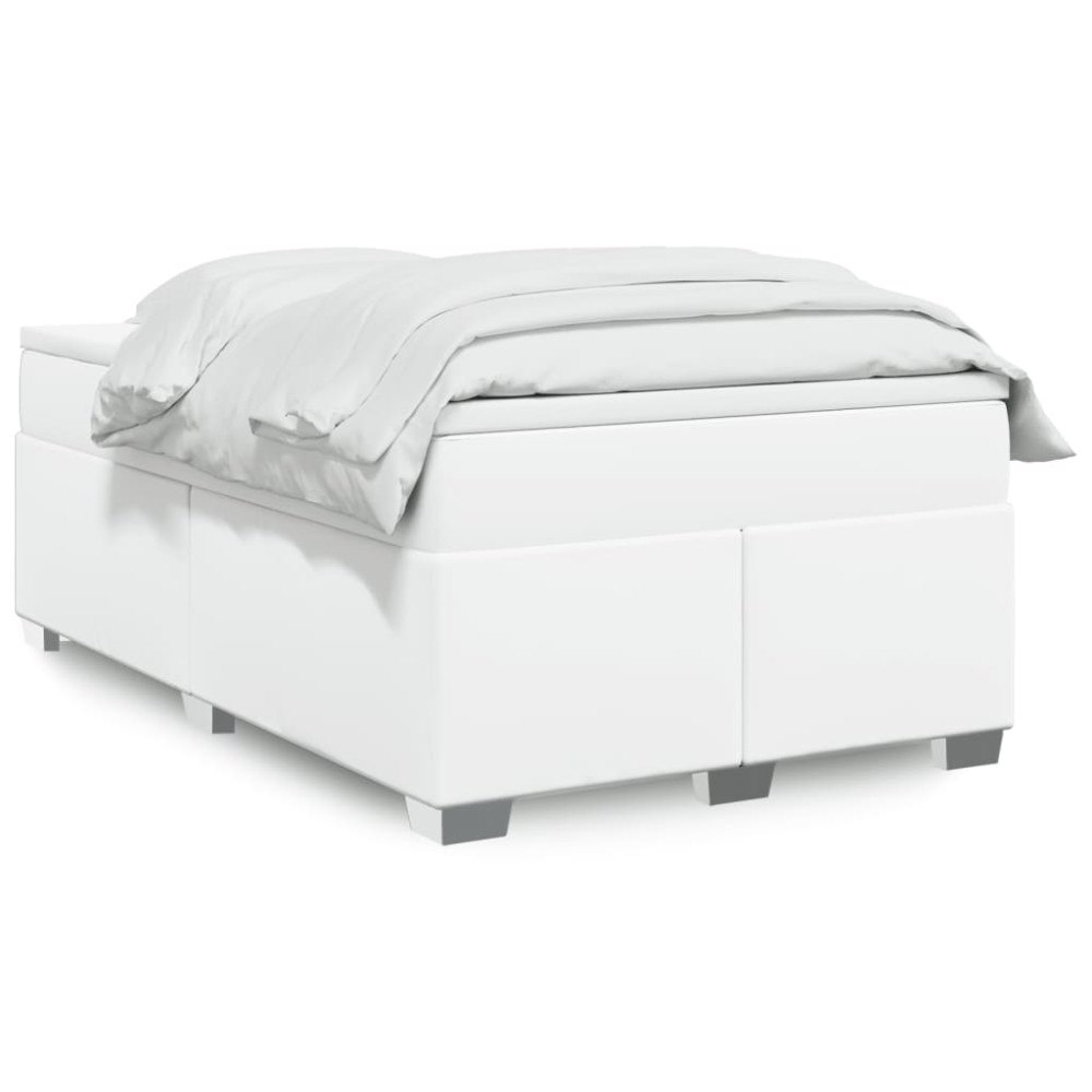vidaXL Ramsäng med madrass vit 120x190 cm konstläder