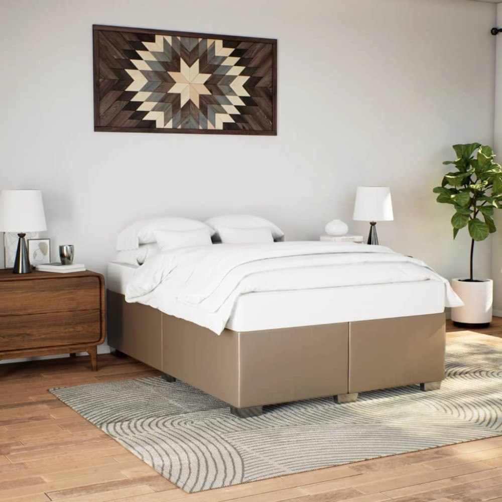 vidaXL Sängram cappuccino 140x200 cm konstläder