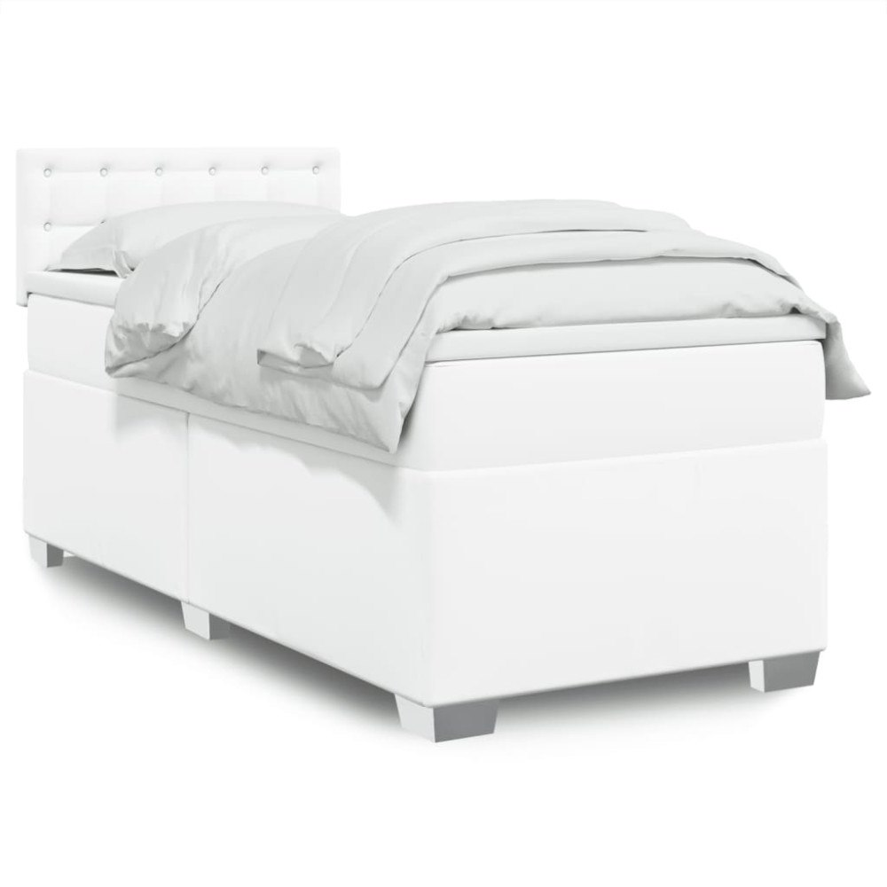 vidaXL Ramsäng med madrass vit 80x200 cm konstläder