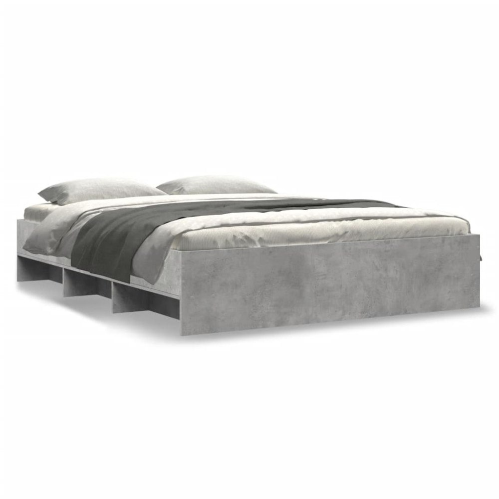 vidaXL Sängram utan madrass betonggrå 160x200cm konstruerat trä