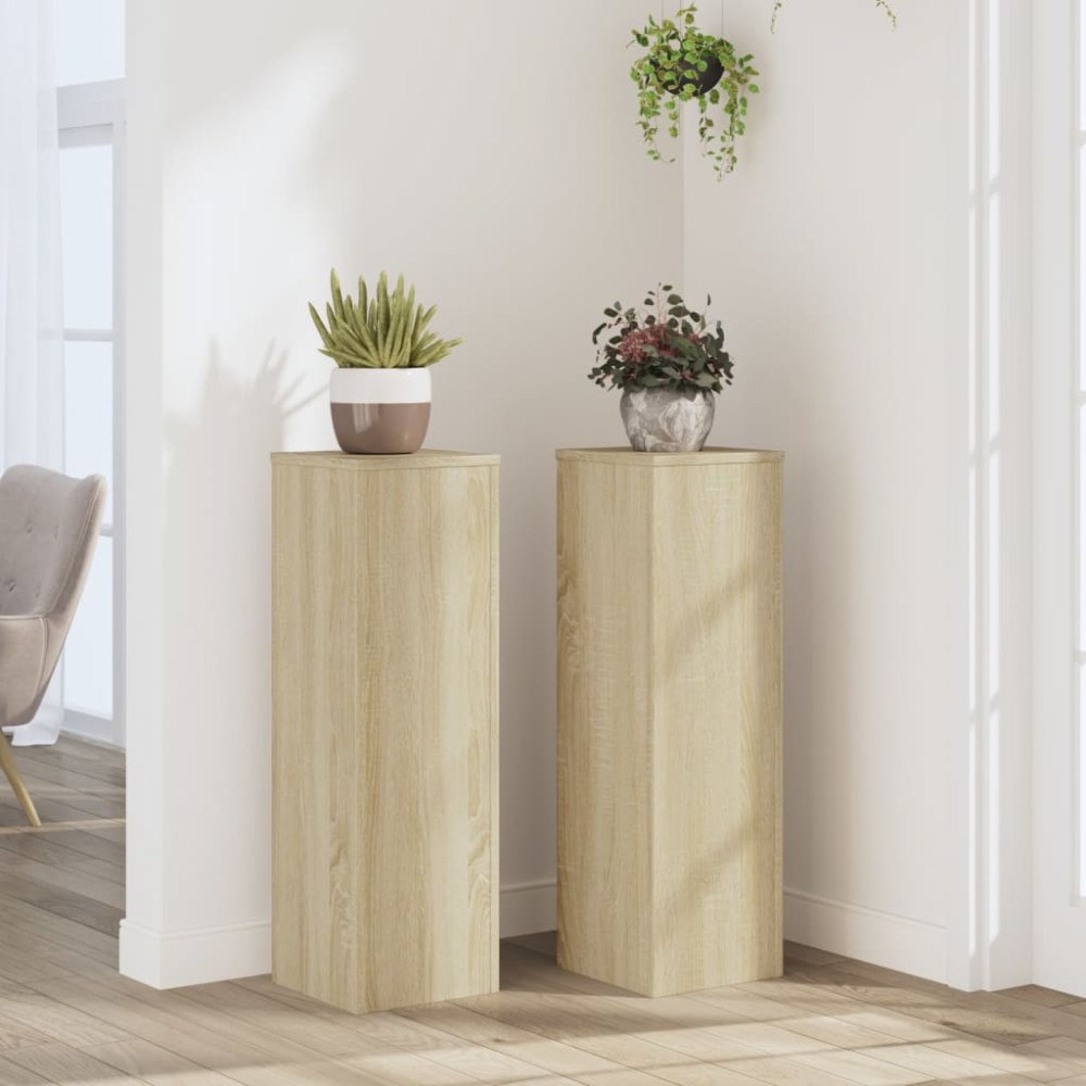 vidaXL Växtställ 2 st sonoma ek 25x25x80 cm konstruerat trä