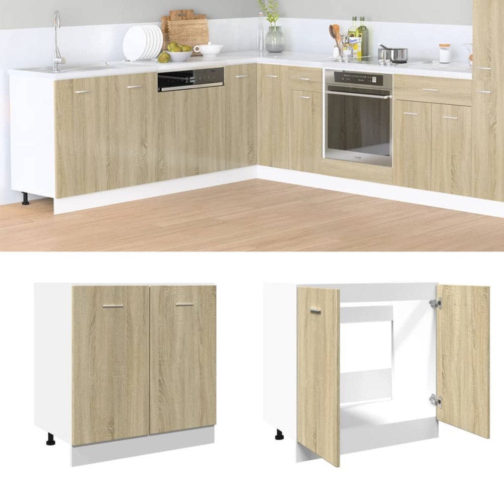 vidaXL Underskåp “Lyon” sonoma-ek 80x46x81,5 cm konstruerat trä