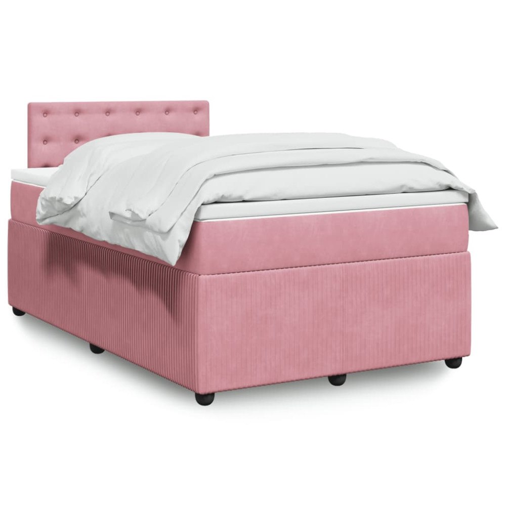 vidaXL Ramsäng med madrass rosa 120x200 cm sammet