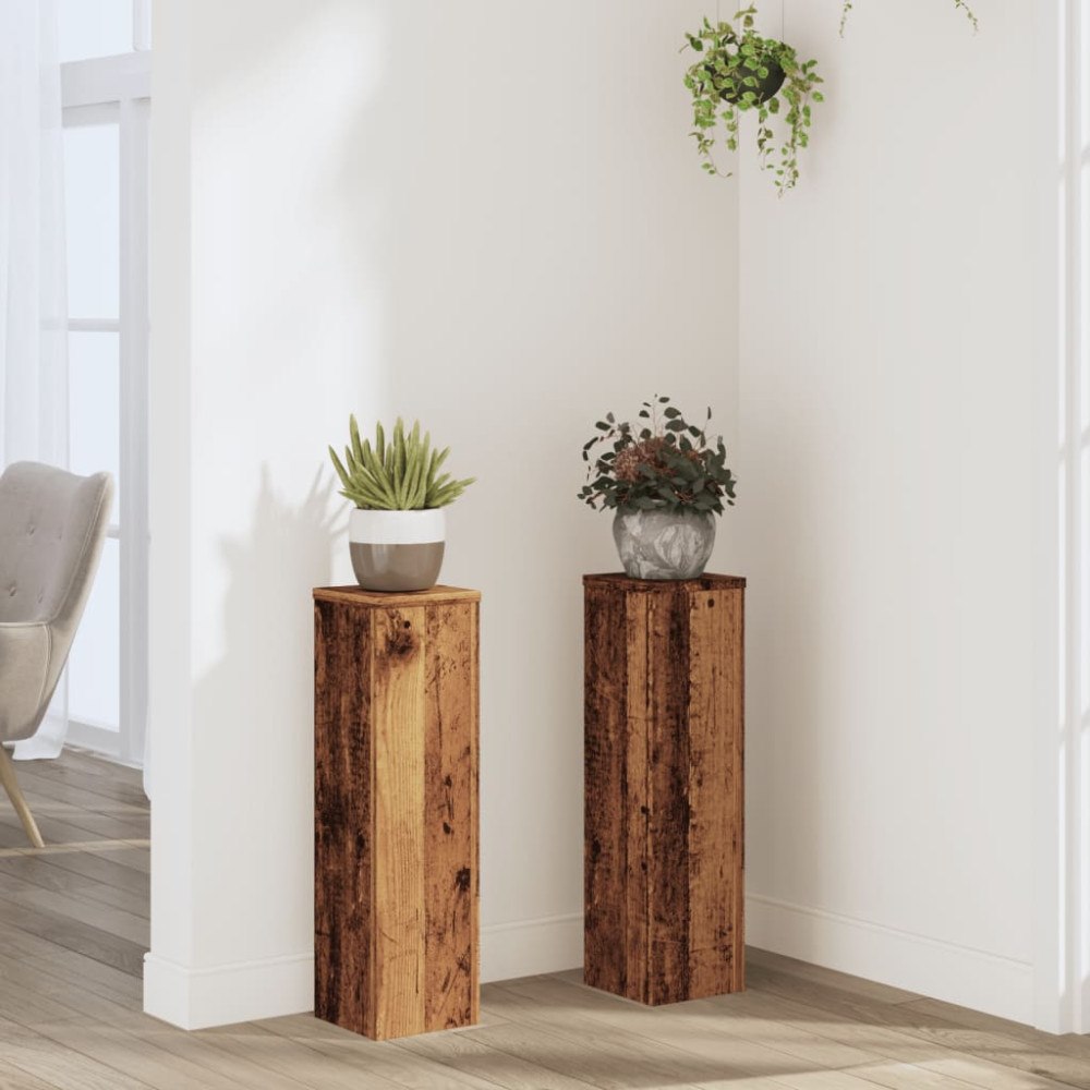 vidaXL Växtställ 2 st åldrat trä 17x17x60 cm konstruerat trä
