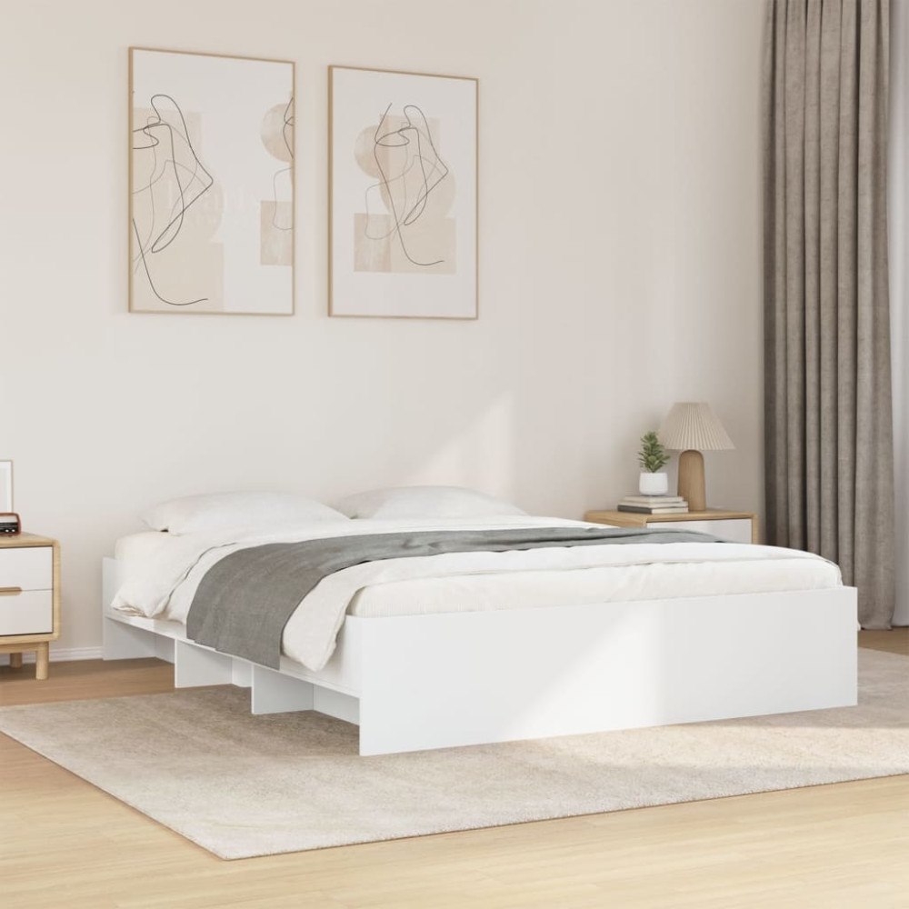 vidaXL Sängram utan madrass vit 160x200cm konstruerat trä