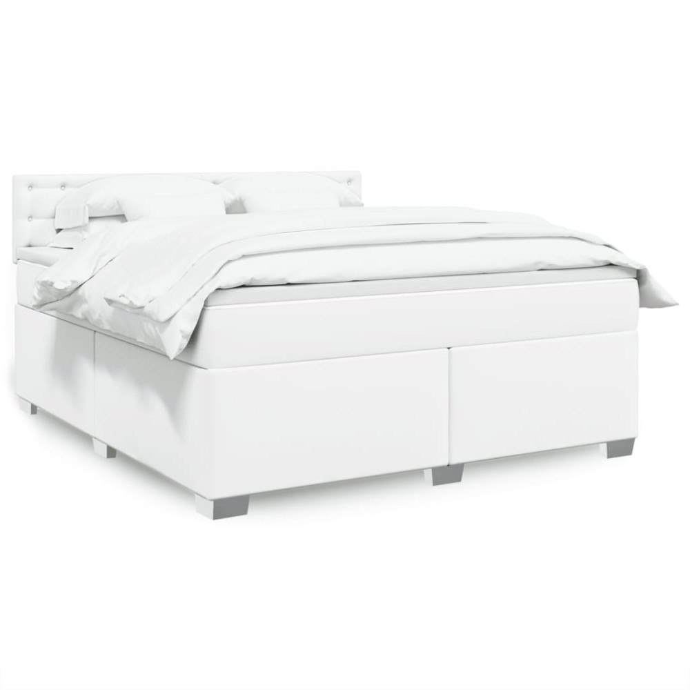 vidaXL Ramsäng med madrass vit 180x200 cm konstläder