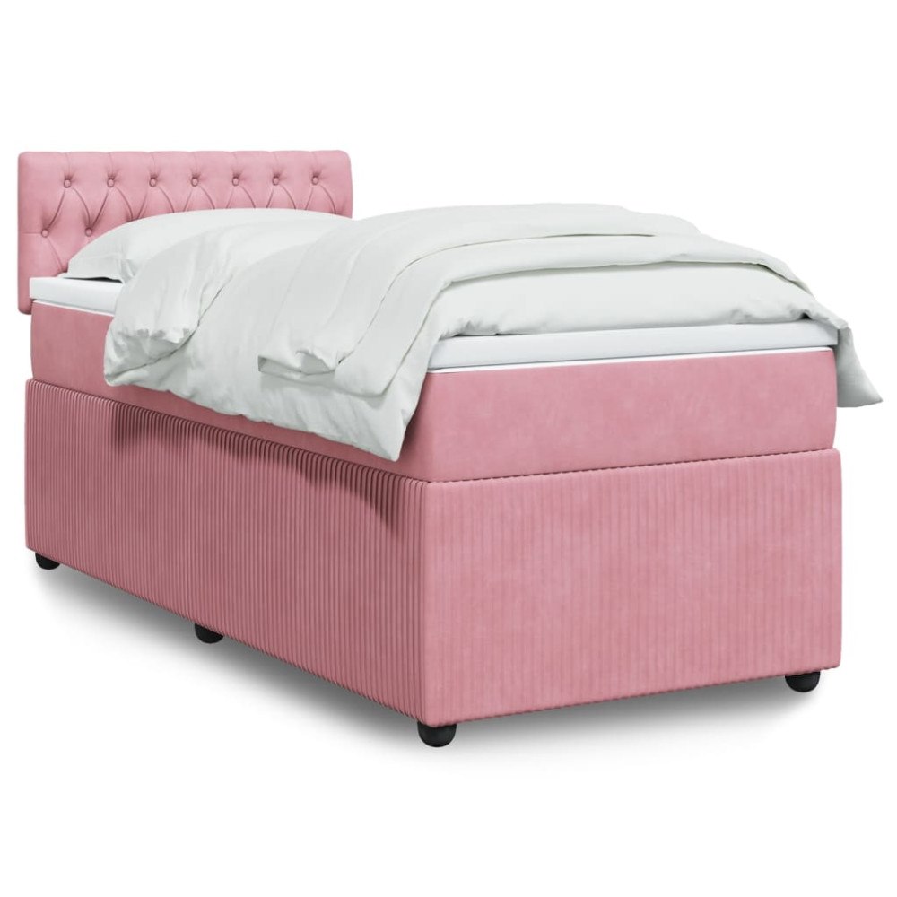 vidaXL Ramsäng med madrass rosa 100x200 cm sammet