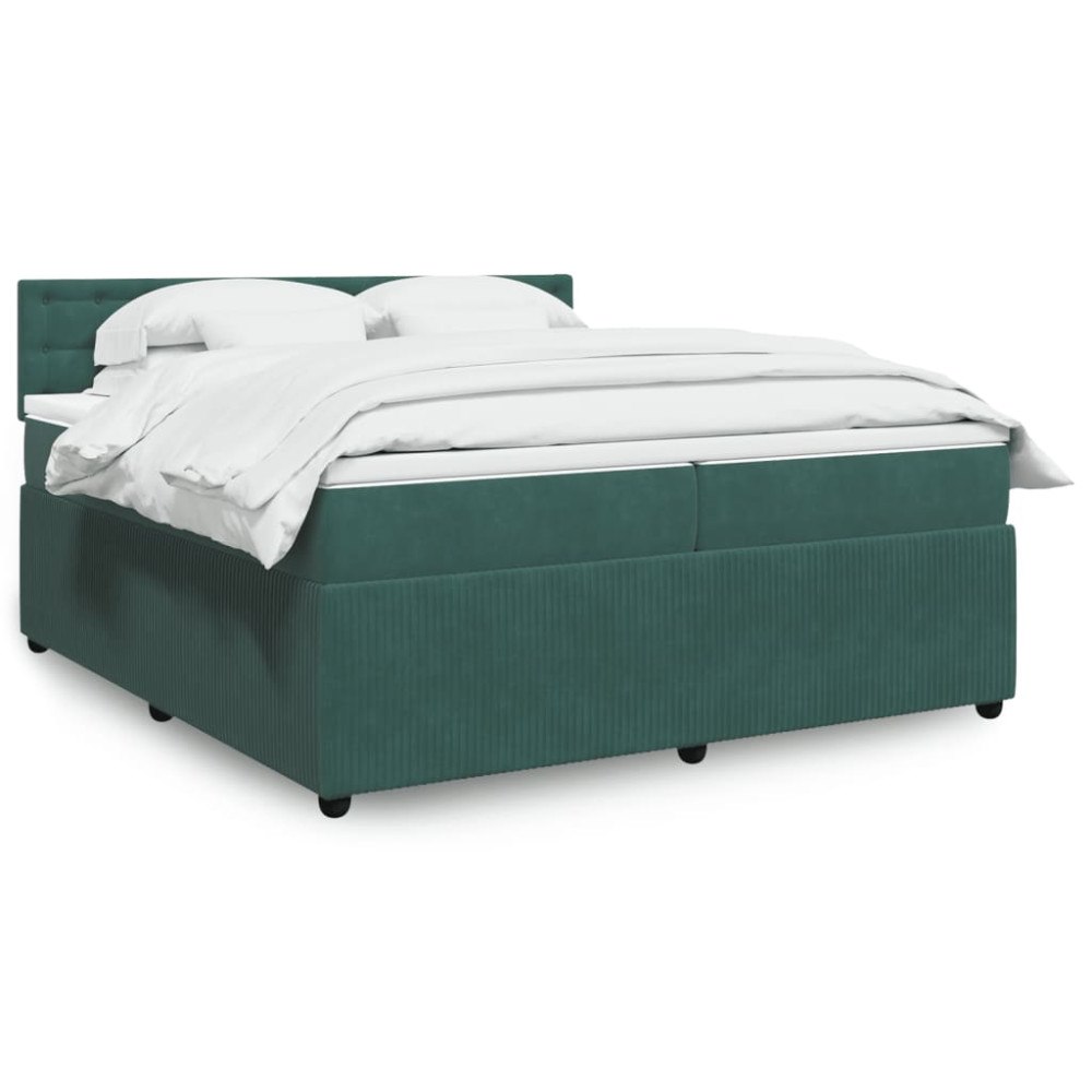 vidaXL Ramsäng med madrass mörkgrön 200x200 cm sammet