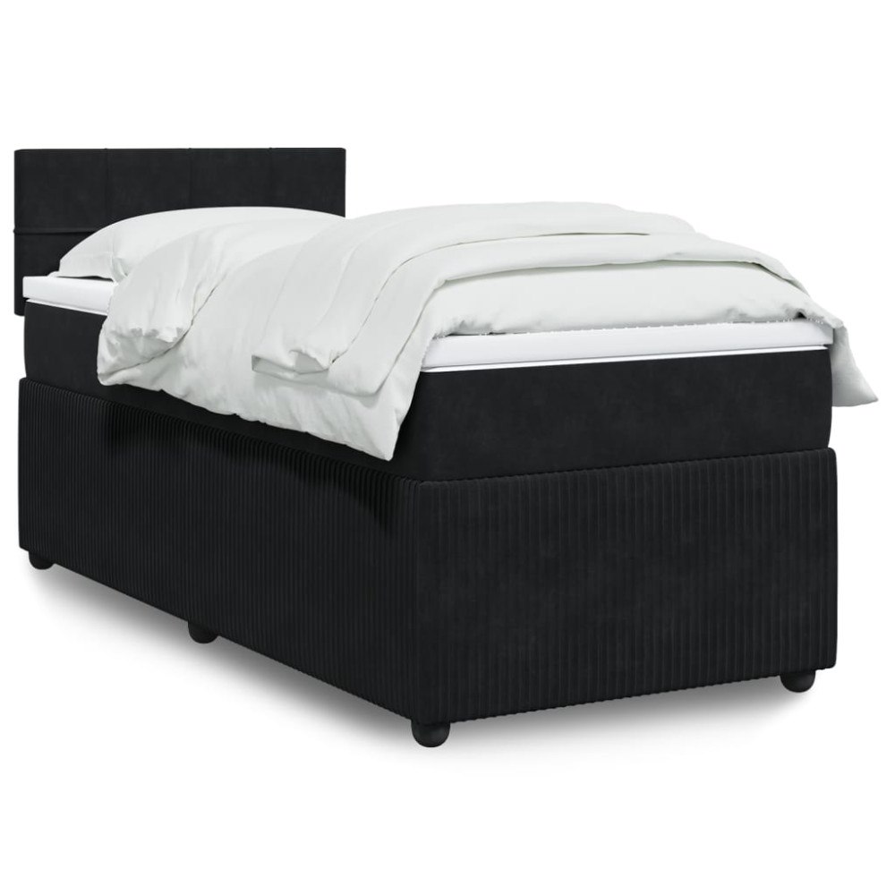 vidaXL Ramsäng med madrass svart 80x200 cm sammet