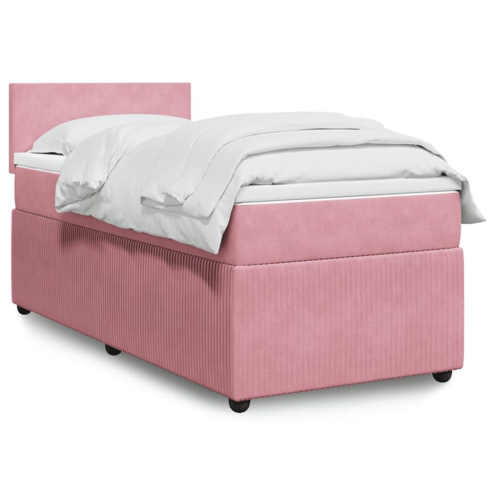 vidaXL Ramsäng med madrass rosa 100x200 cm sammet