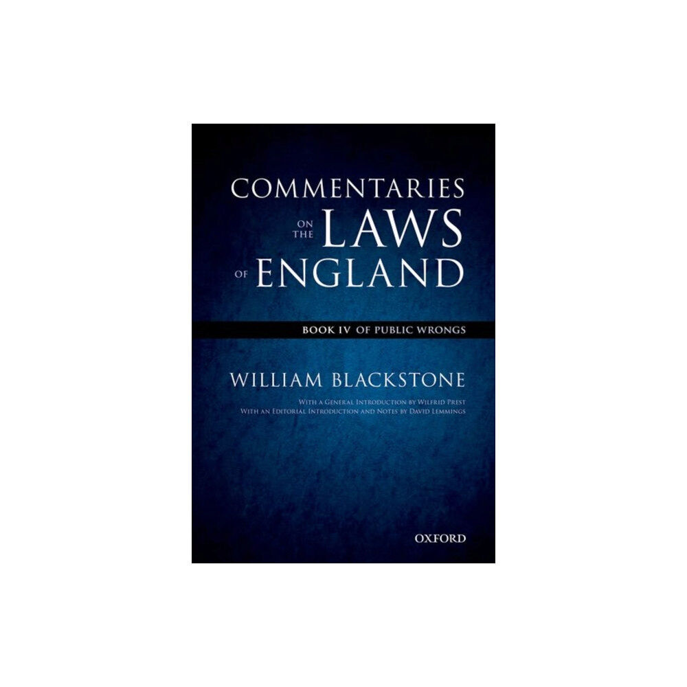 Oxford University Press The Oxford Edition of Blackstone's: Commentaries on the Laws of England (häftad, eng)