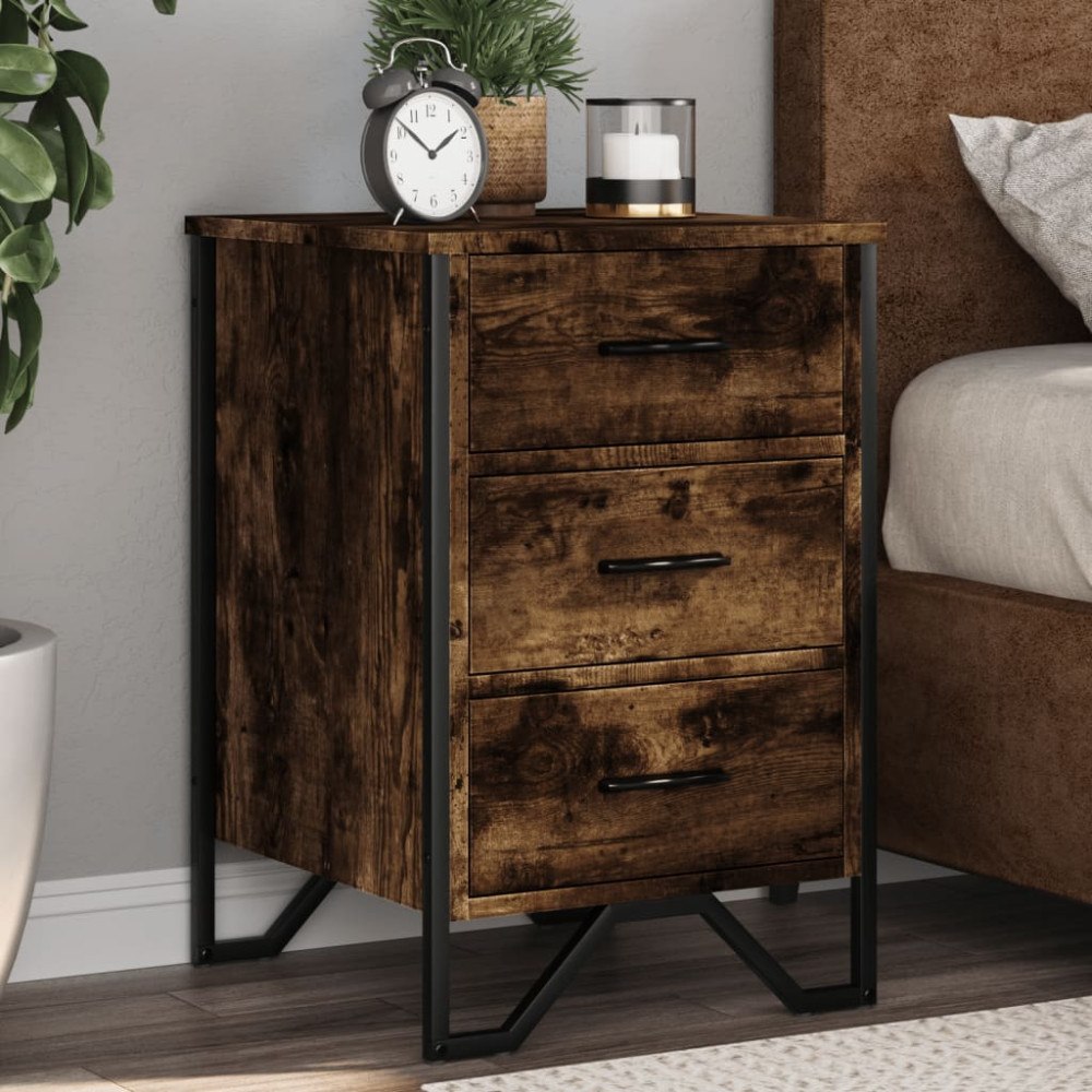 vidaXL Sängbord rökfärgad ek 40x41x60 cm konstruerat trä