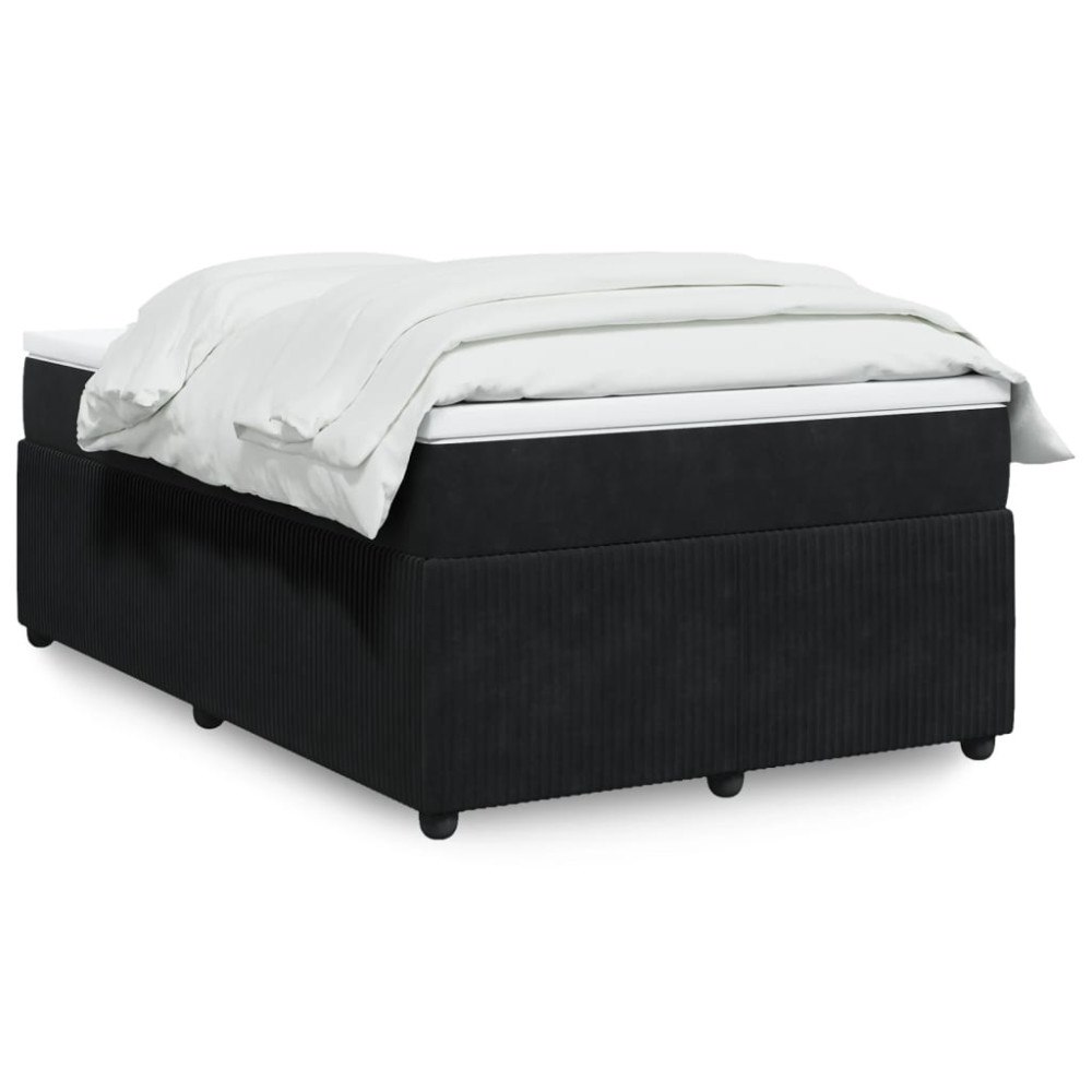 vidaXL Ramsäng med madrass svart 120x200 cm sammet