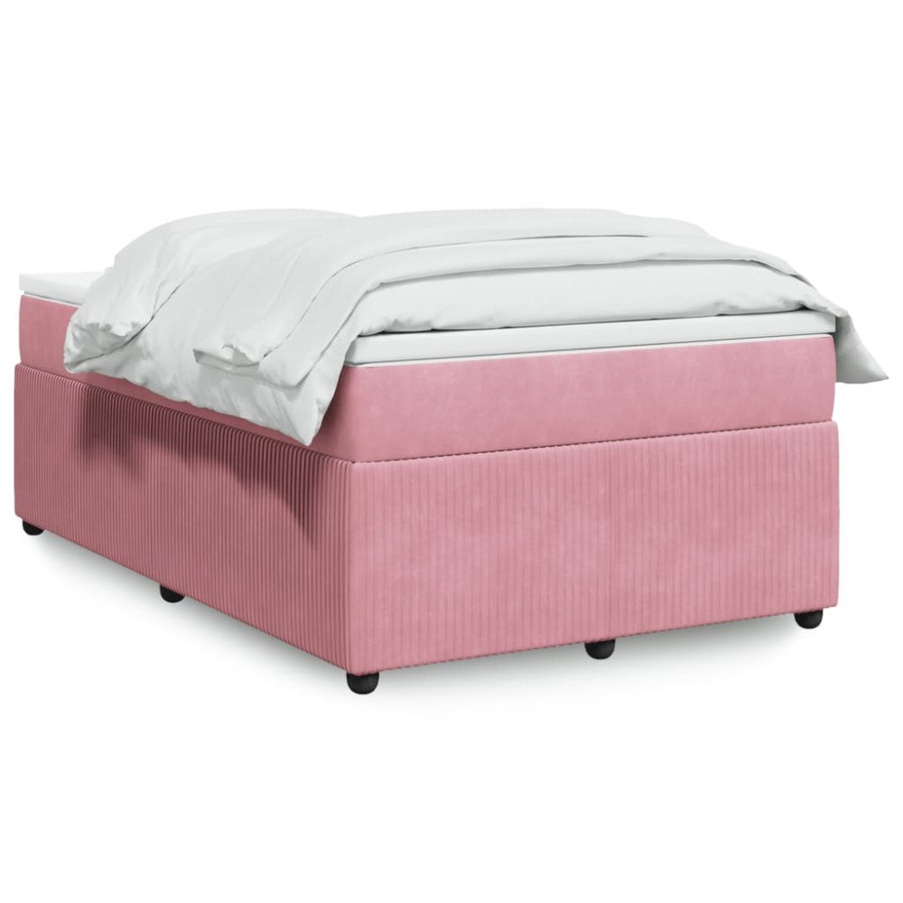 vidaXL Ramsäng med madrass rosa 120x200 cm sammet