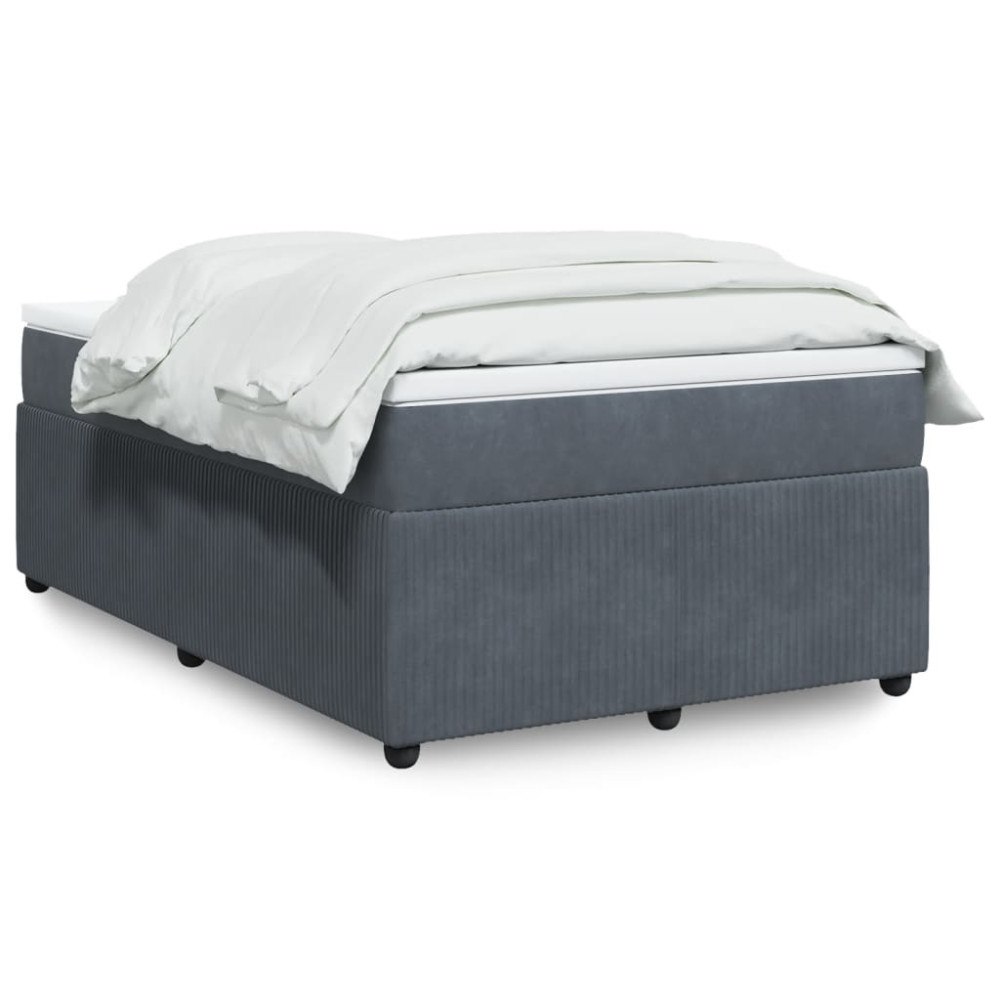 vidaXL Ramsäng med madrass mörkgrå 120x190 cm sammet