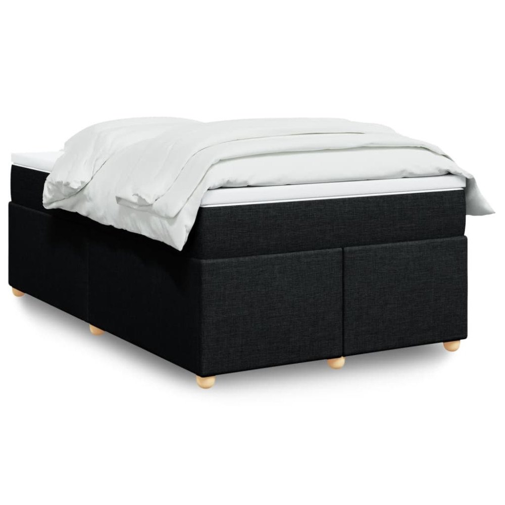 vidaXL Ramsäng med madrass svart 120x190 cm tyg