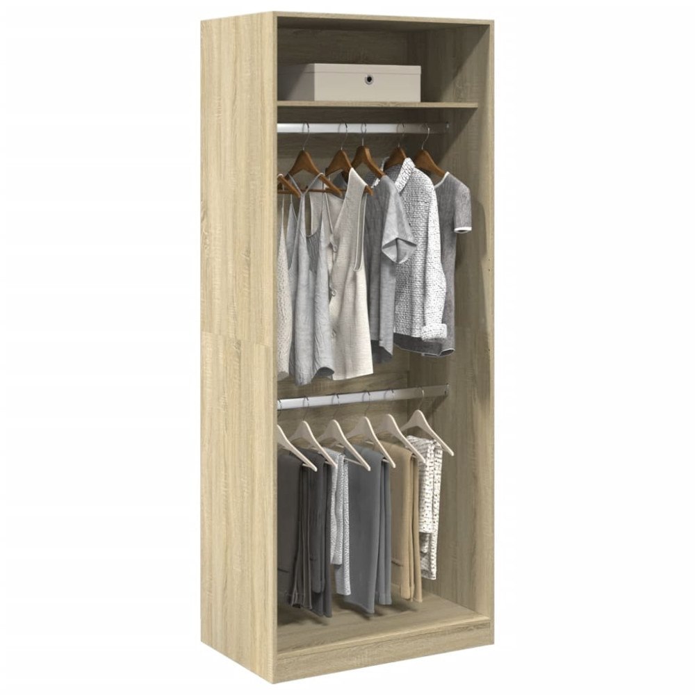 vidaXL Garderob sonoma-ek 80x50x200 cm konstruerat trä