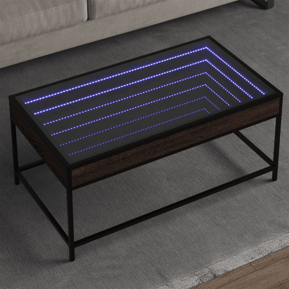 vidaXL Soffbord med Infinity LEDs brun ek 90x50x41 cm