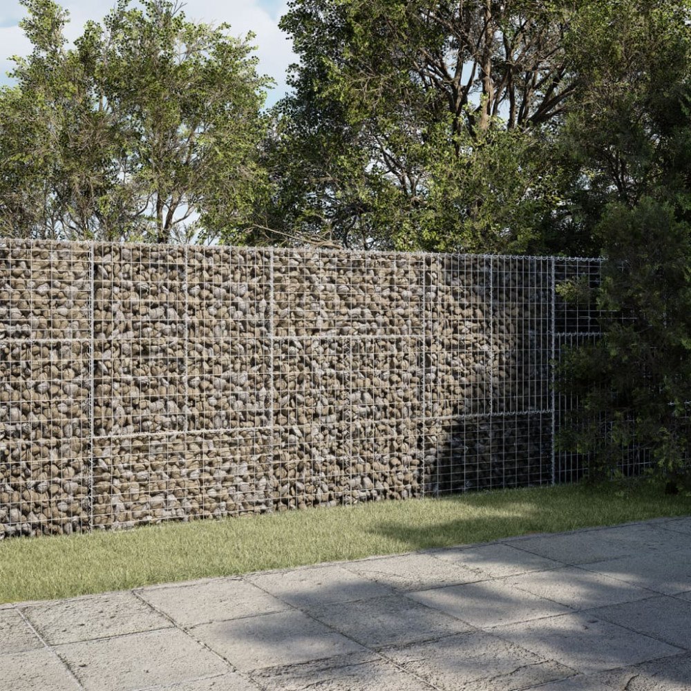 vidaXL Gabionkorg med skydd 300x100x150 cm galvaniserat järn