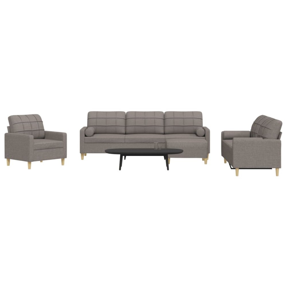 vidaXL Soffgrupp med pall&kuddar 4 delar taupe tyg