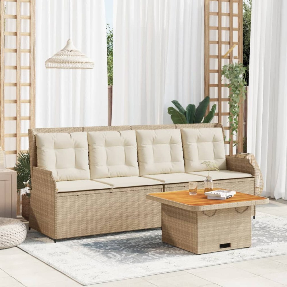 vidaXL Loungegrupp för trädgården med dynor 3 delar konstrotting beige