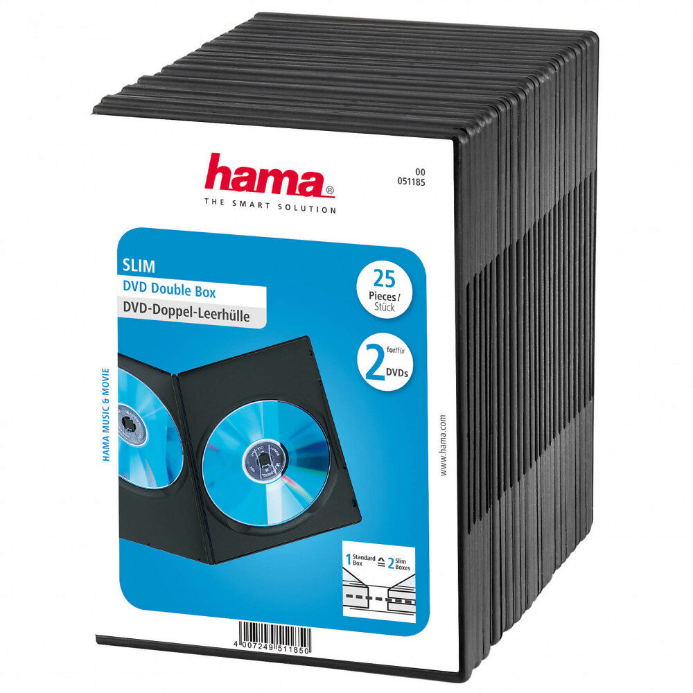 Hama DVD-box Slim Dubbel Svart 25-pack