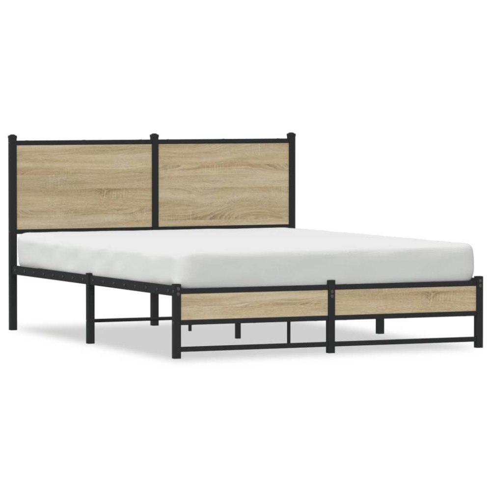 vidaXL Sängram utan madrass metall sonoma-ek 140x200 cm