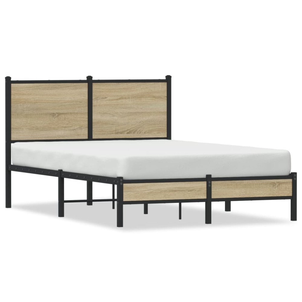 vidaXL Sängram utan madrass metall sonoma-ek 120x200 cm