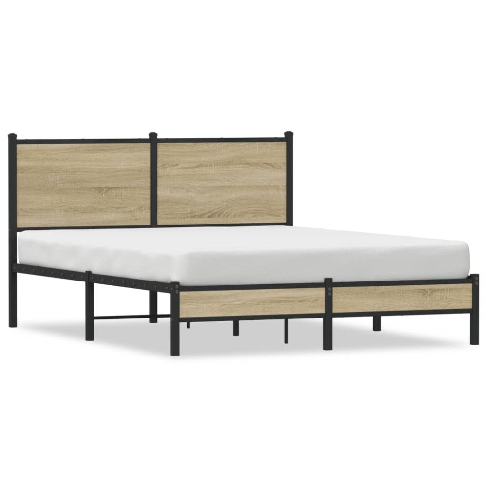 vidaXL Sängram utan madrass metall sonoma-ek 150x200 cm