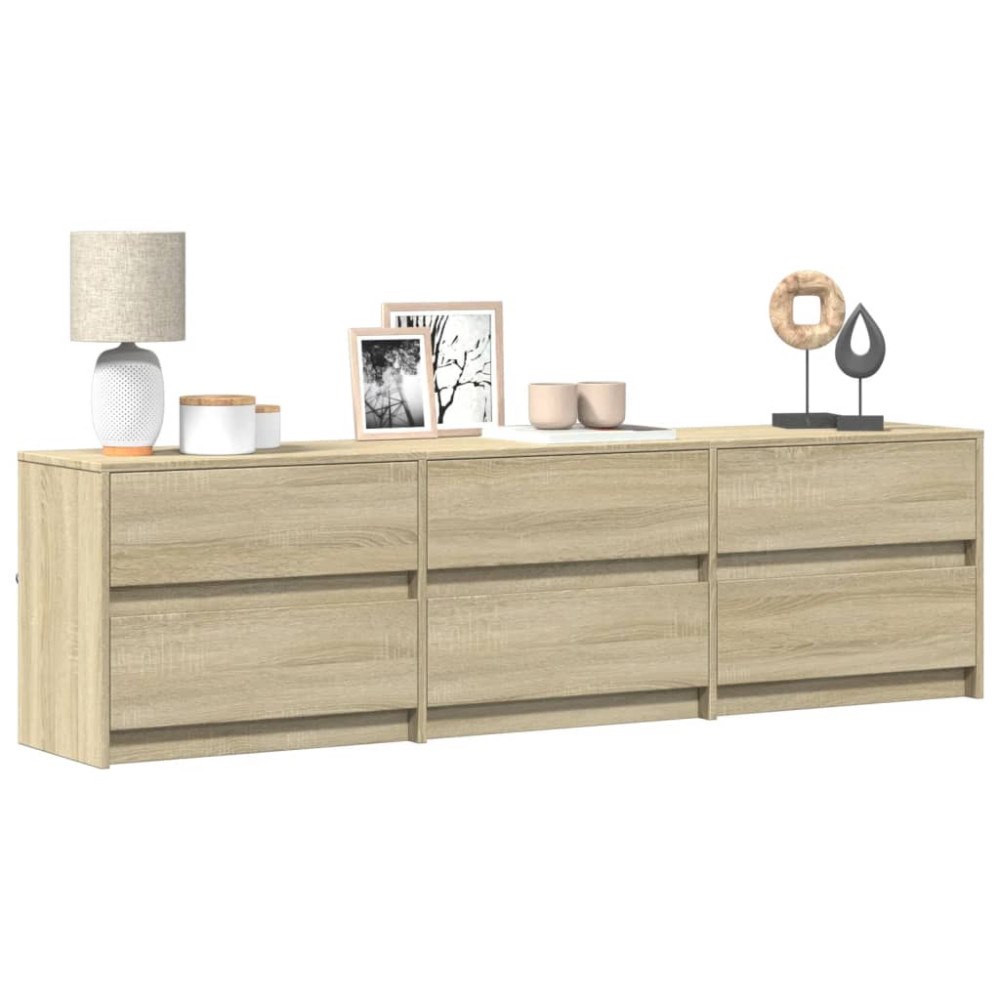 vidaXL Tv-bänk med LEDs sonoma-ek 180x34x50 cm konstruerat trä