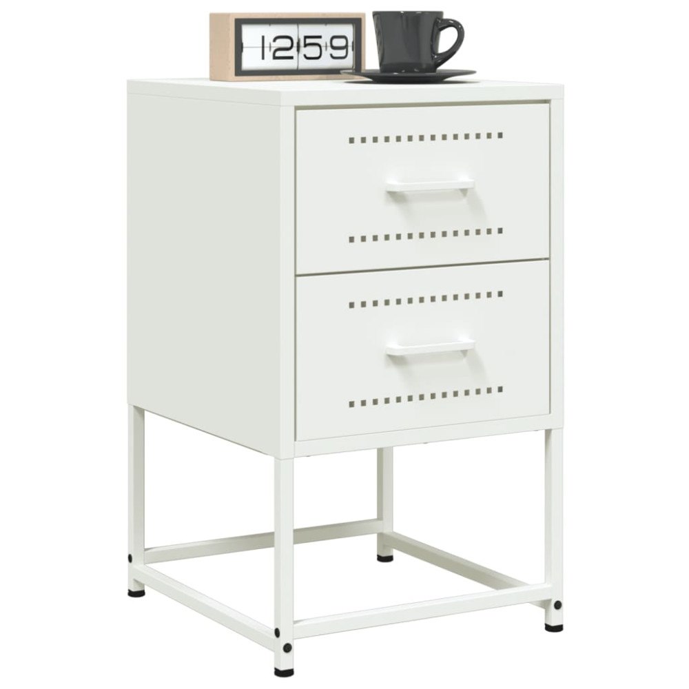 vidaXL Sängbord 2 st vit 36x39x60,5 cm stål