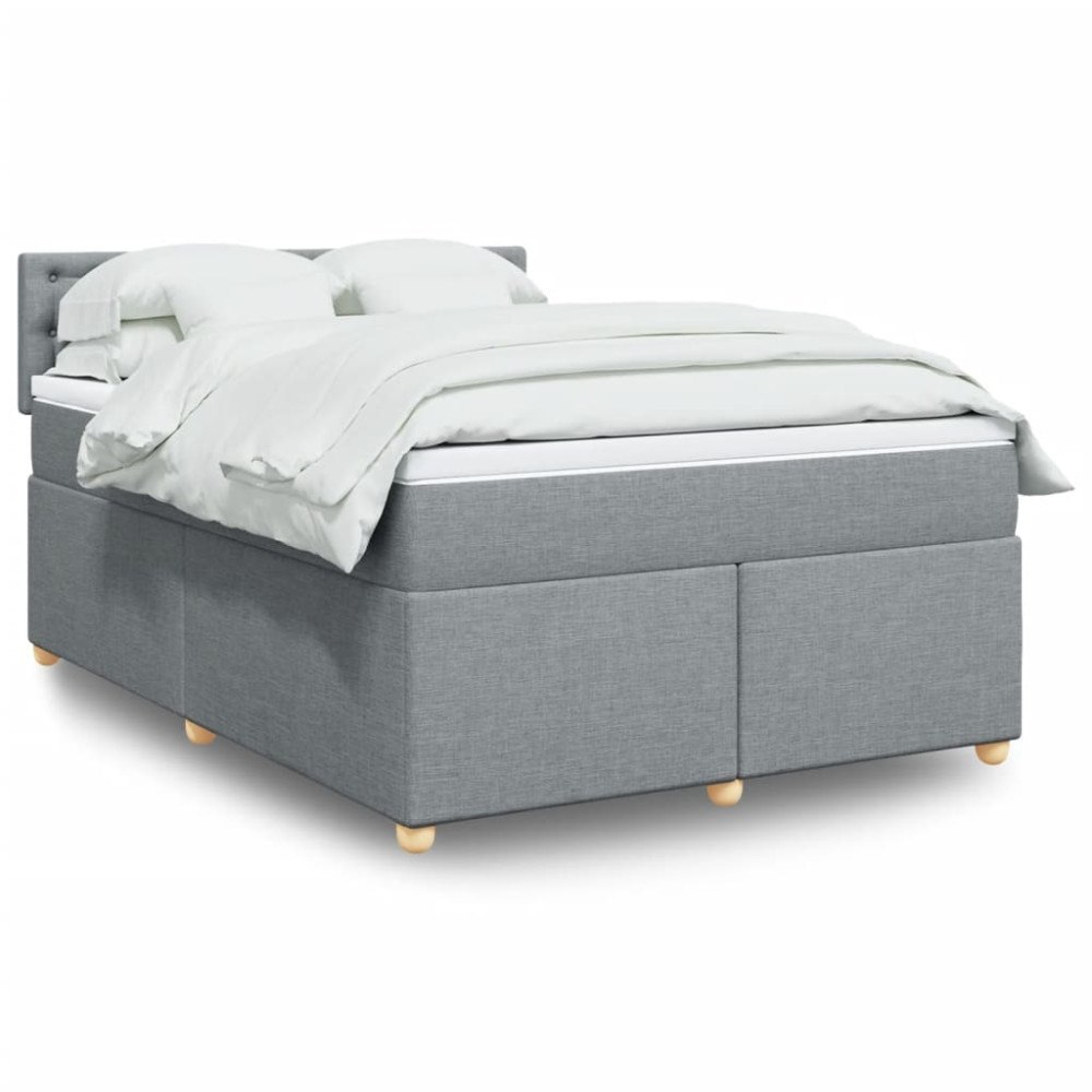 vidaXL Ramsäng med madrass ljusgrå 140x200 cm tyg