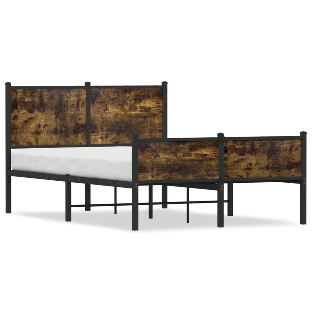vidaXL Sängram utan madrass metall rökfärgad ek 120x200 cm