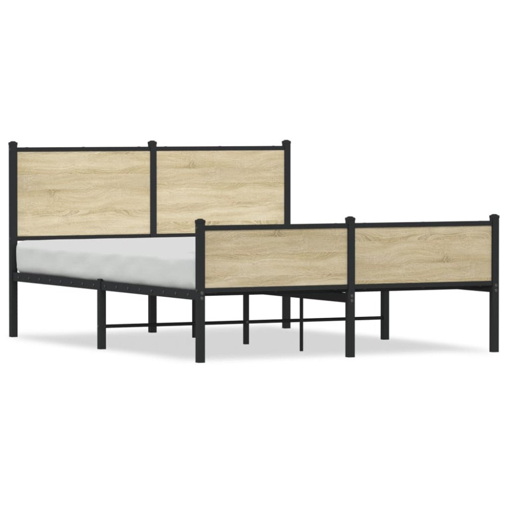 vidaXL Sängram utan madrass metall sonoma-ek 140x190 cm