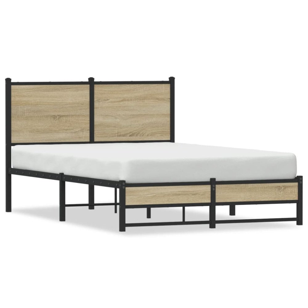 vidaXL Sängram utan madrass metall sonoma-ek 120x190 cm