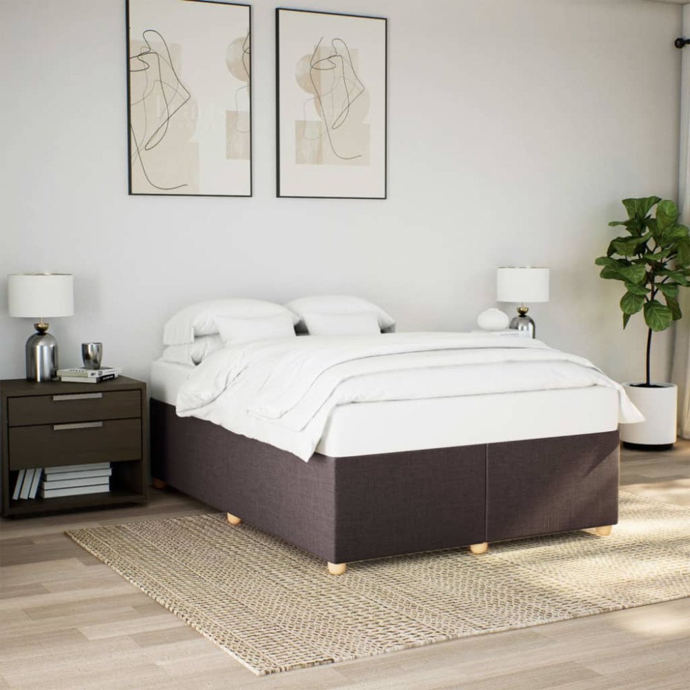 vidaXL Sängram utan madrass mörkbrun 160x200 cm tyg