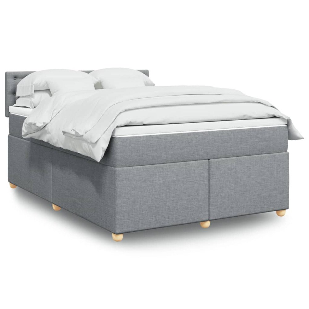 vidaXL Ramsäng med madrass ljusgrå 140x200 cm tyg