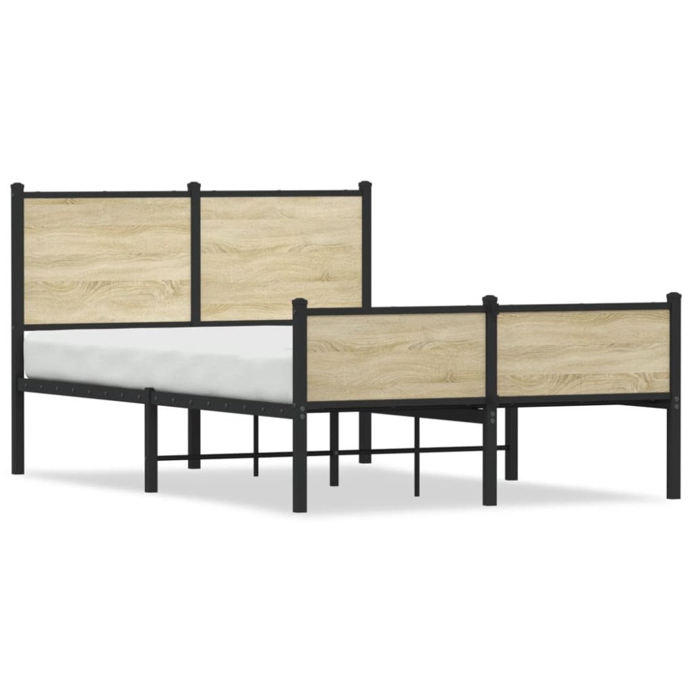 vidaXL Sängram utan madrass metall sonoma-ek 120x190 cm