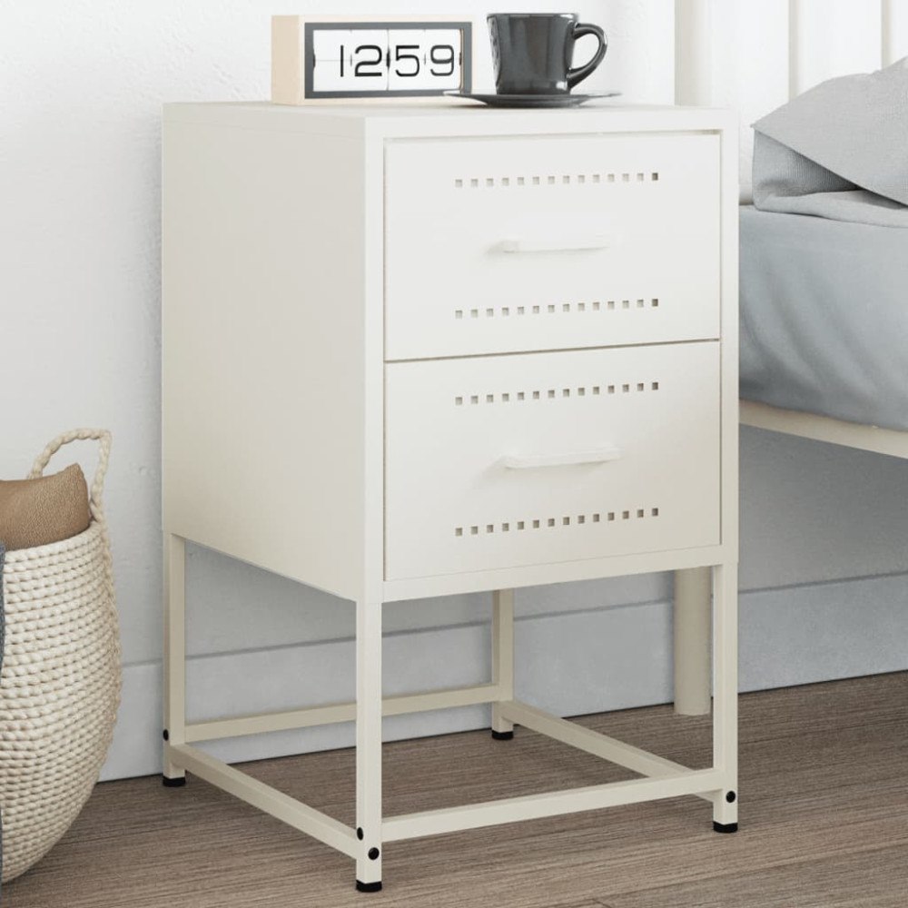 vidaXL Sängbord vit 36x39x60,5 cm stål
